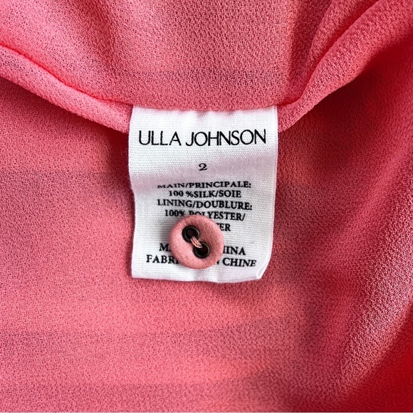 Ulla Johnson Noelle Dahlia Coral 100% Silk Long Sleeve Midi Dress Size 2 - Picture 11 of 17